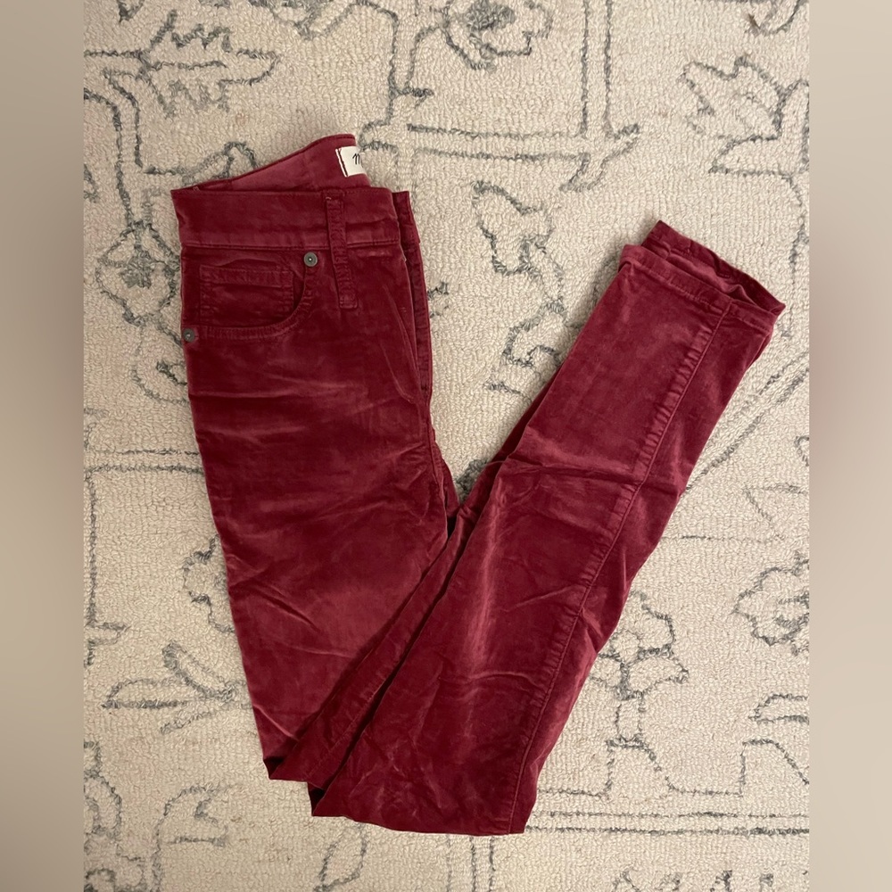 Madewell Maroon Velvet Jeans